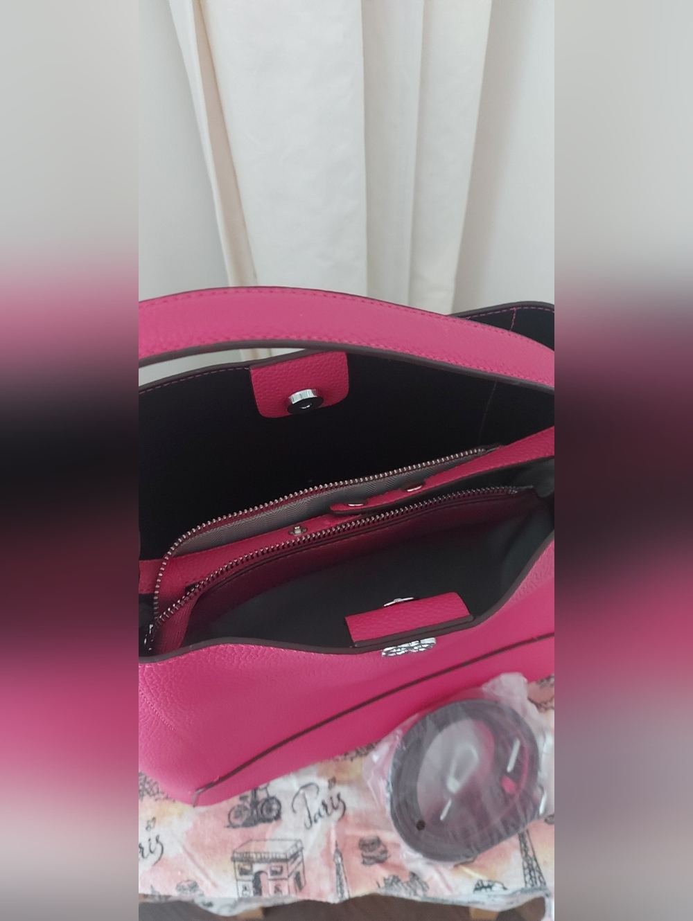 Womens Pink Top-Handle Purse - Picture 3 of 8